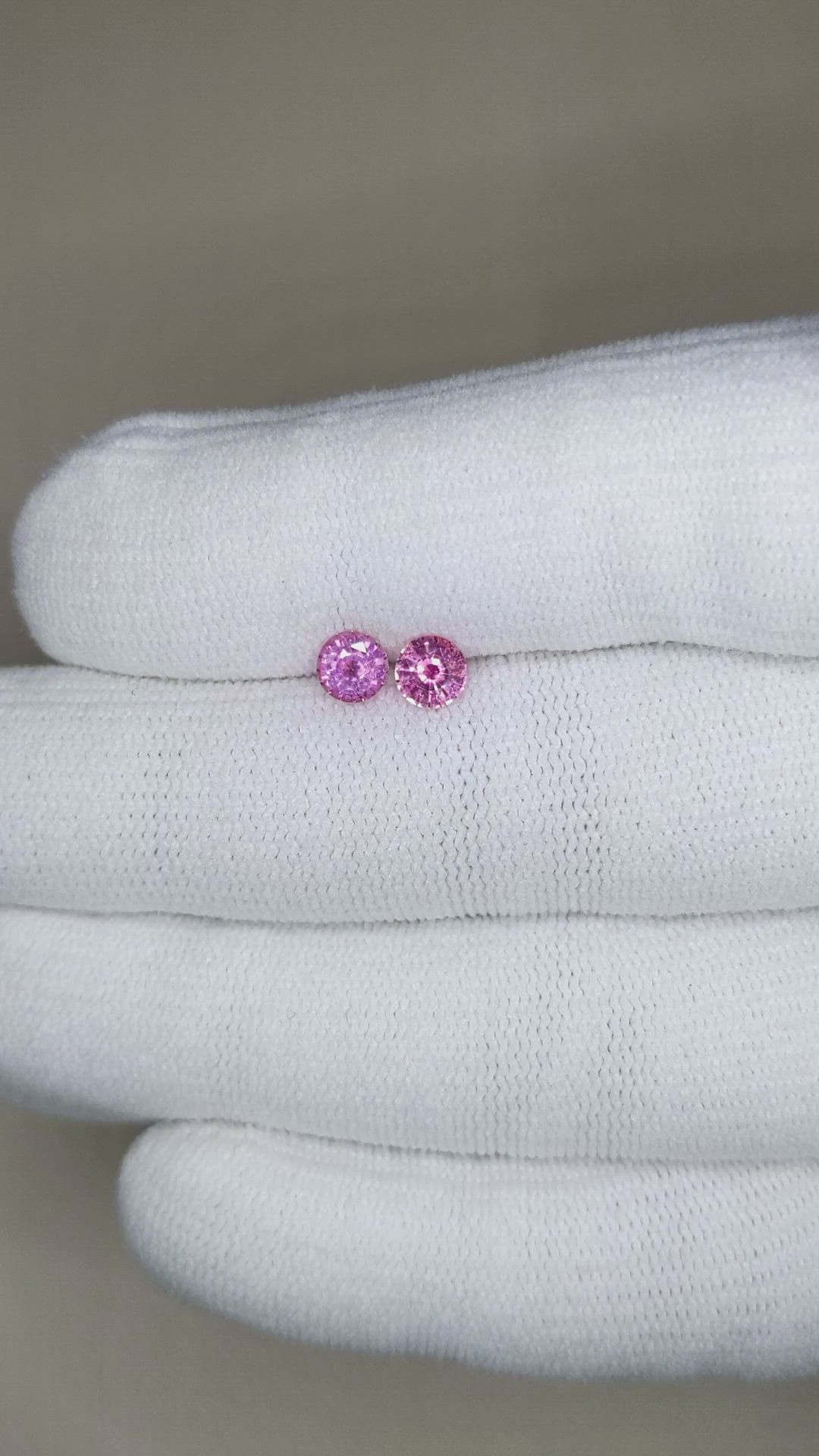 0.83 Ct.Tw.Total Carat Weight Pink Sapphire Pair from Ceylon (Sri Lanka) Size Video