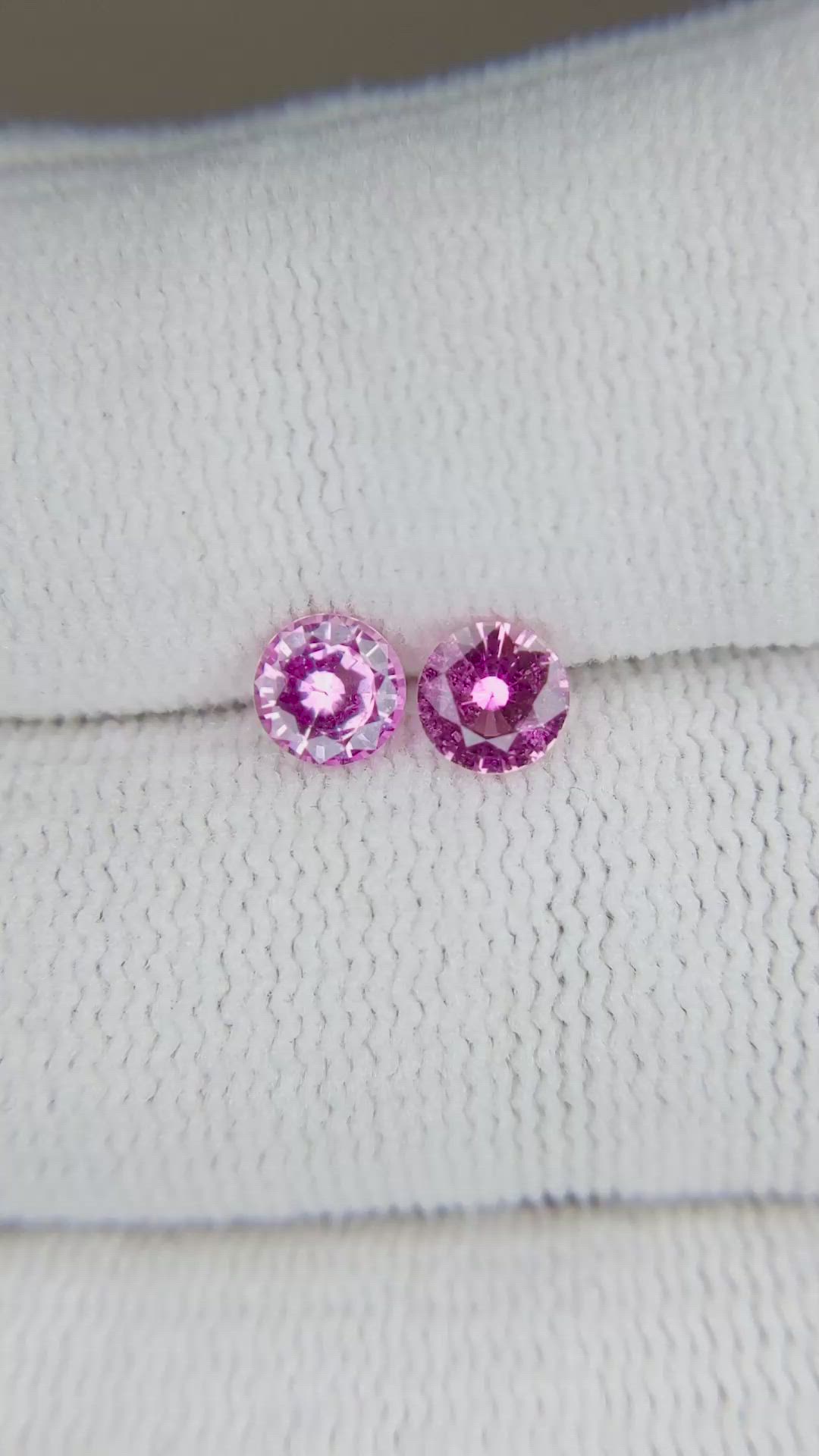 0.83 Ct.Tw.Total Carat Weight Pink Sapphire Pair from Ceylon (Sri Lanka) Size Video