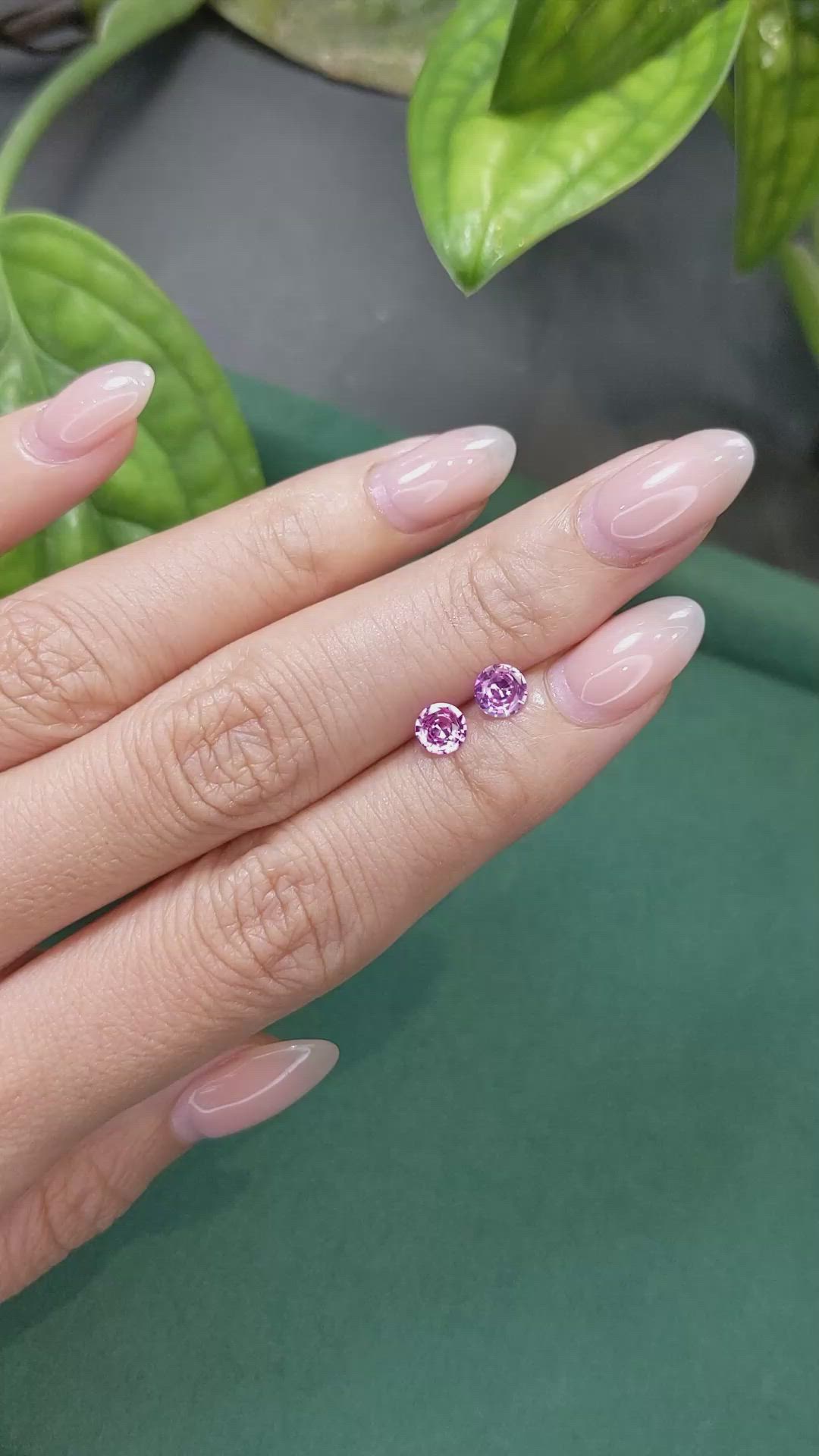 0.90 Ct.Tw.Total Carat Weight Purplish Pink Sapphire Pair from Ceylon (Sri Lanka) Size Video