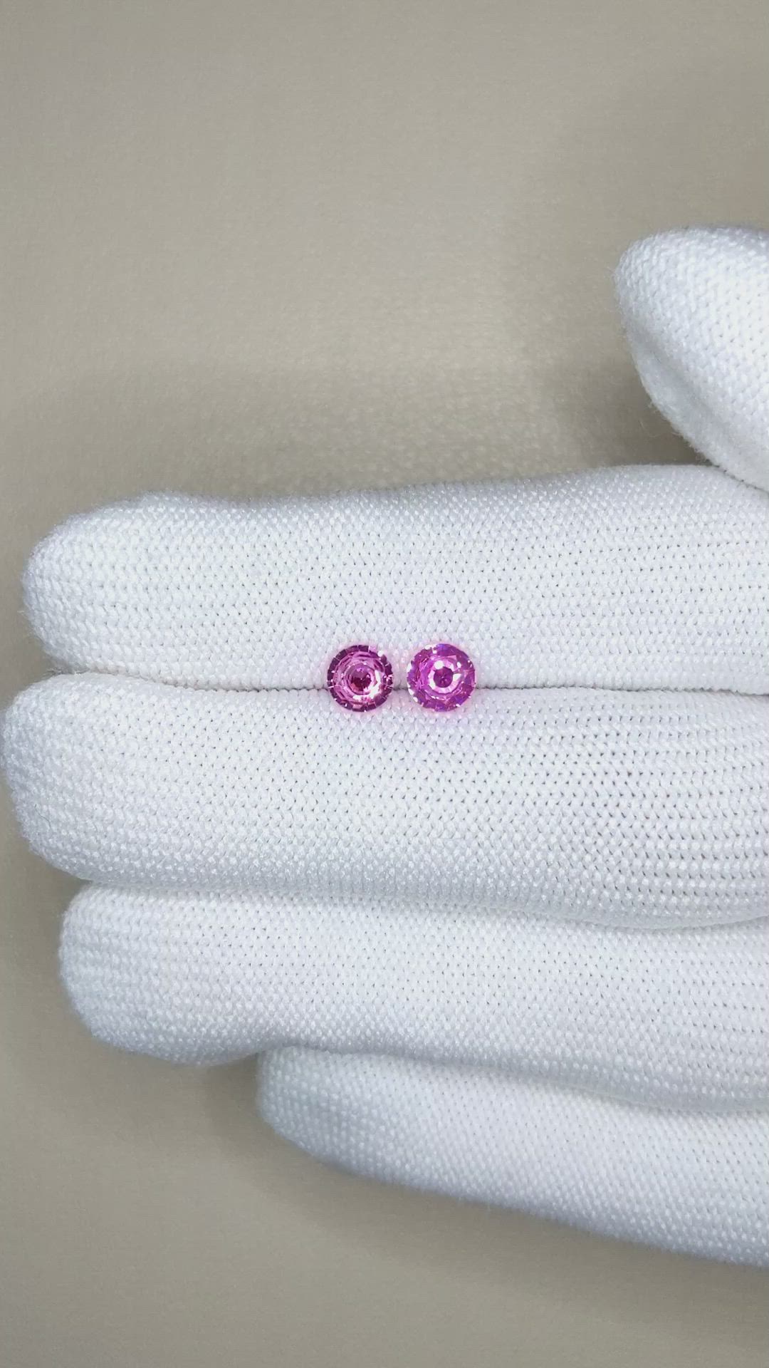 0.90 Ct.Tw.Total Carat Weight Purplish Pink Sapphire Pair from Ceylon (Sri Lanka) Size Video