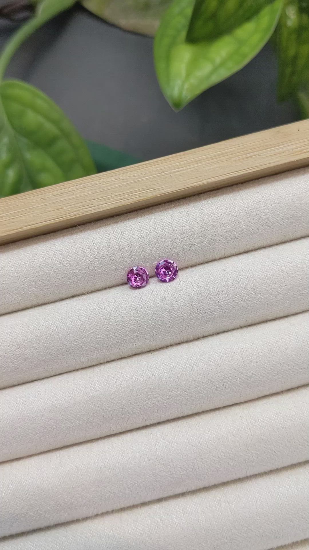 0.90 Ct.Tw.Total Carat Weight Purplish Pink Sapphire Pair from Ceylon (Sri Lanka) Size Video