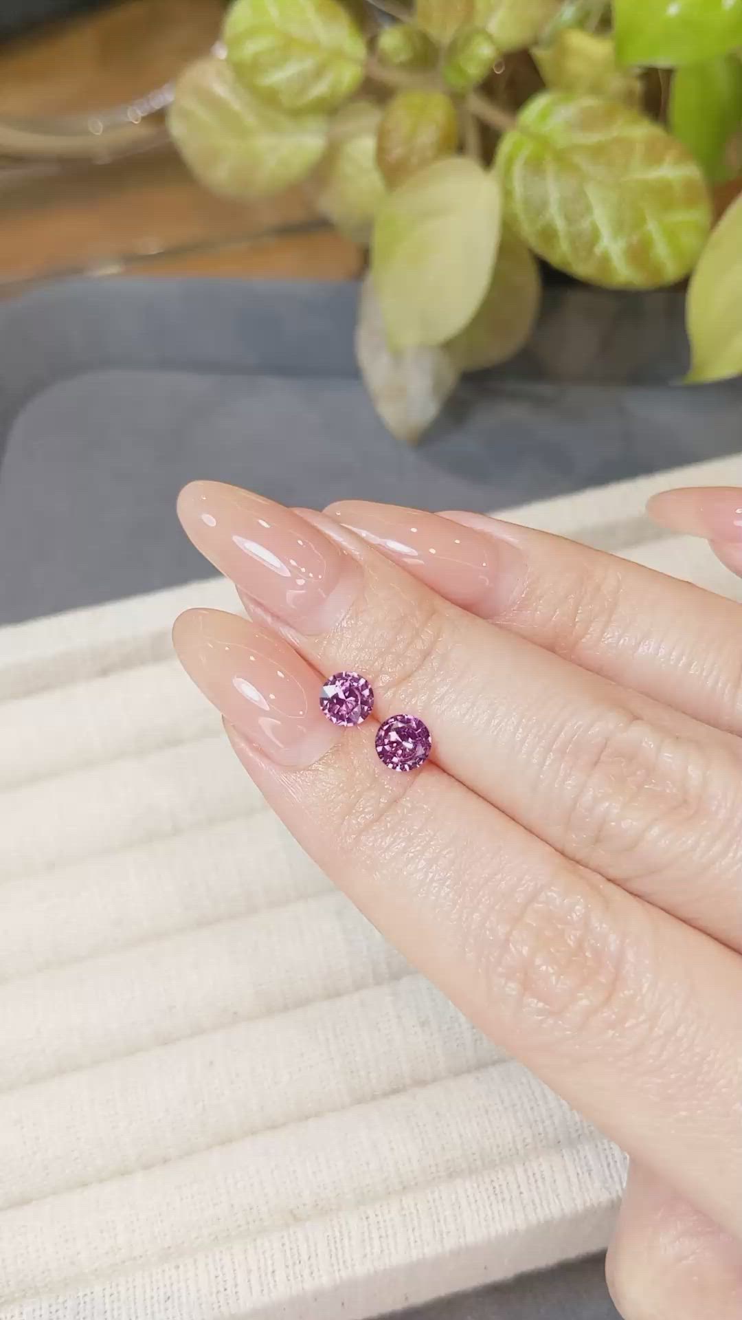 1.20 Ct.Tw.Total Carat Weight Purplish Pink Sapphire Pair from Ceylon (Sri Lanka) Size Video