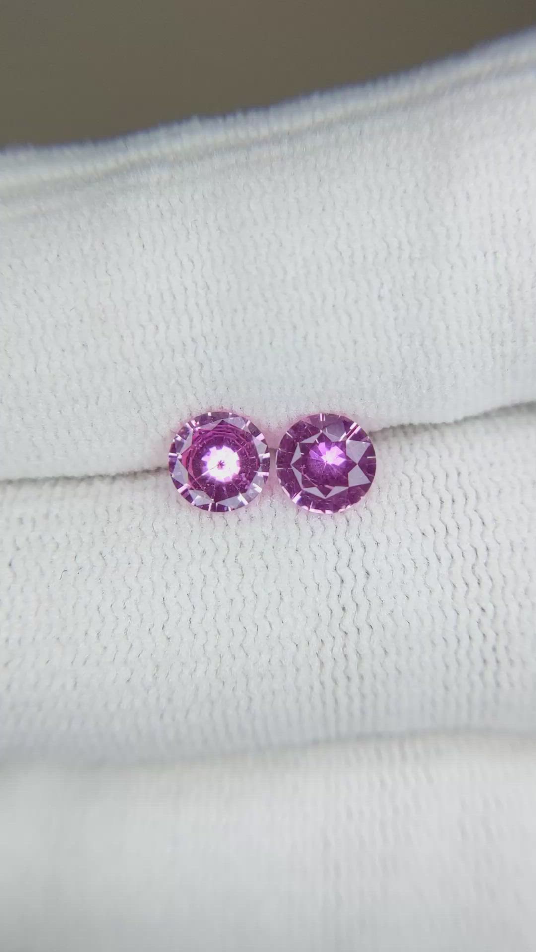 1.20 Ct.Tw.Total Carat Weight Purplish Pink Sapphire Pair from Ceylon (Sri Lanka) Size Video