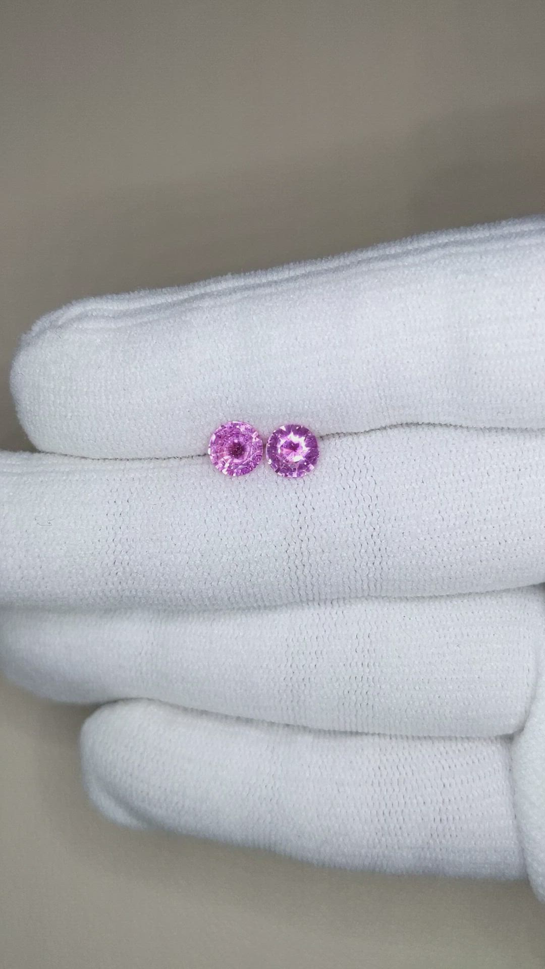 1.20 Ct.Tw.Total Carat Weight Purplish Pink Sapphire Pair from Ceylon (Sri Lanka) Size Video