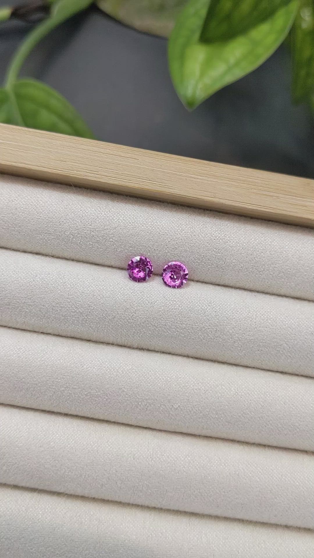 1.19 Ct.Tw.Total Carat Weight Purplish Pink Sapphire Pair from Ceylon (Sri Lanka) Size Video