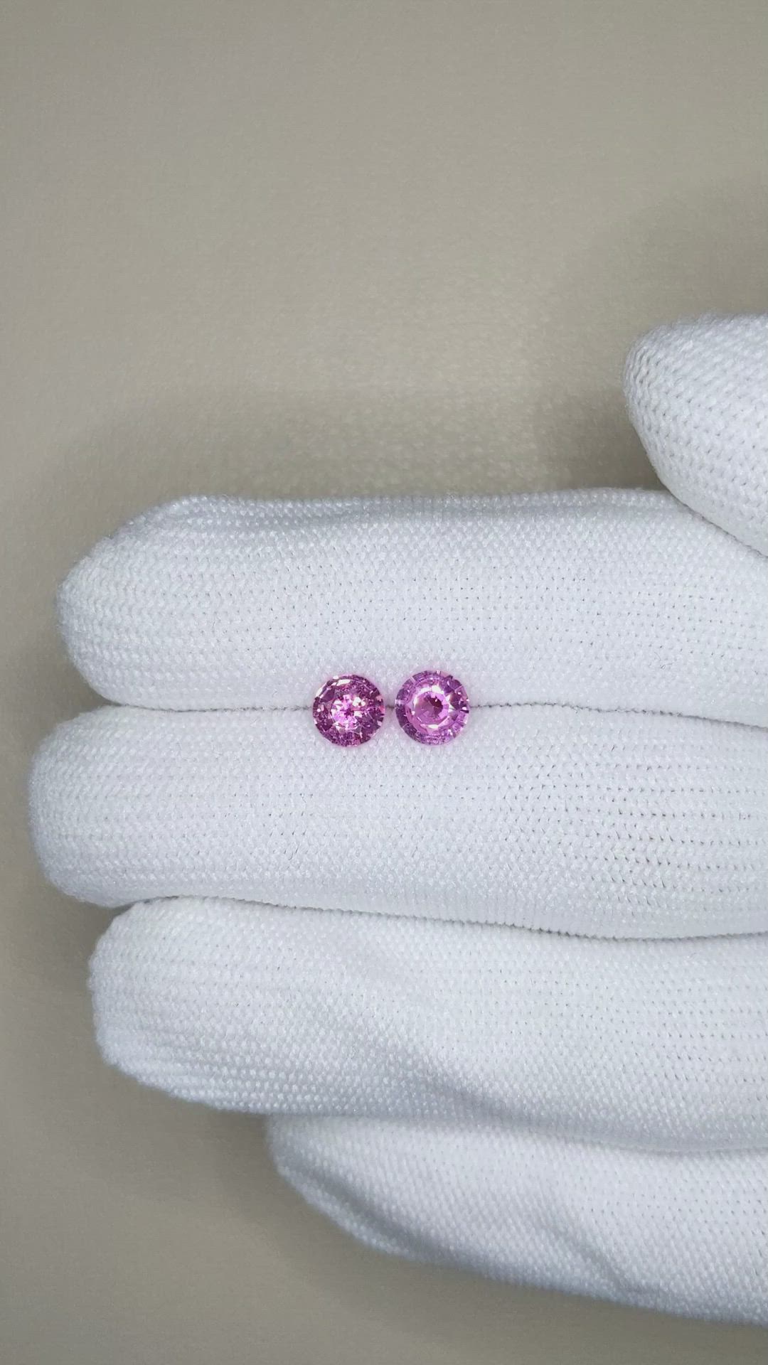 1.19 Ct.Tw.Total Carat Weight Purplish Pink Sapphire Pair from Ceylon (Sri Lanka) Size Video