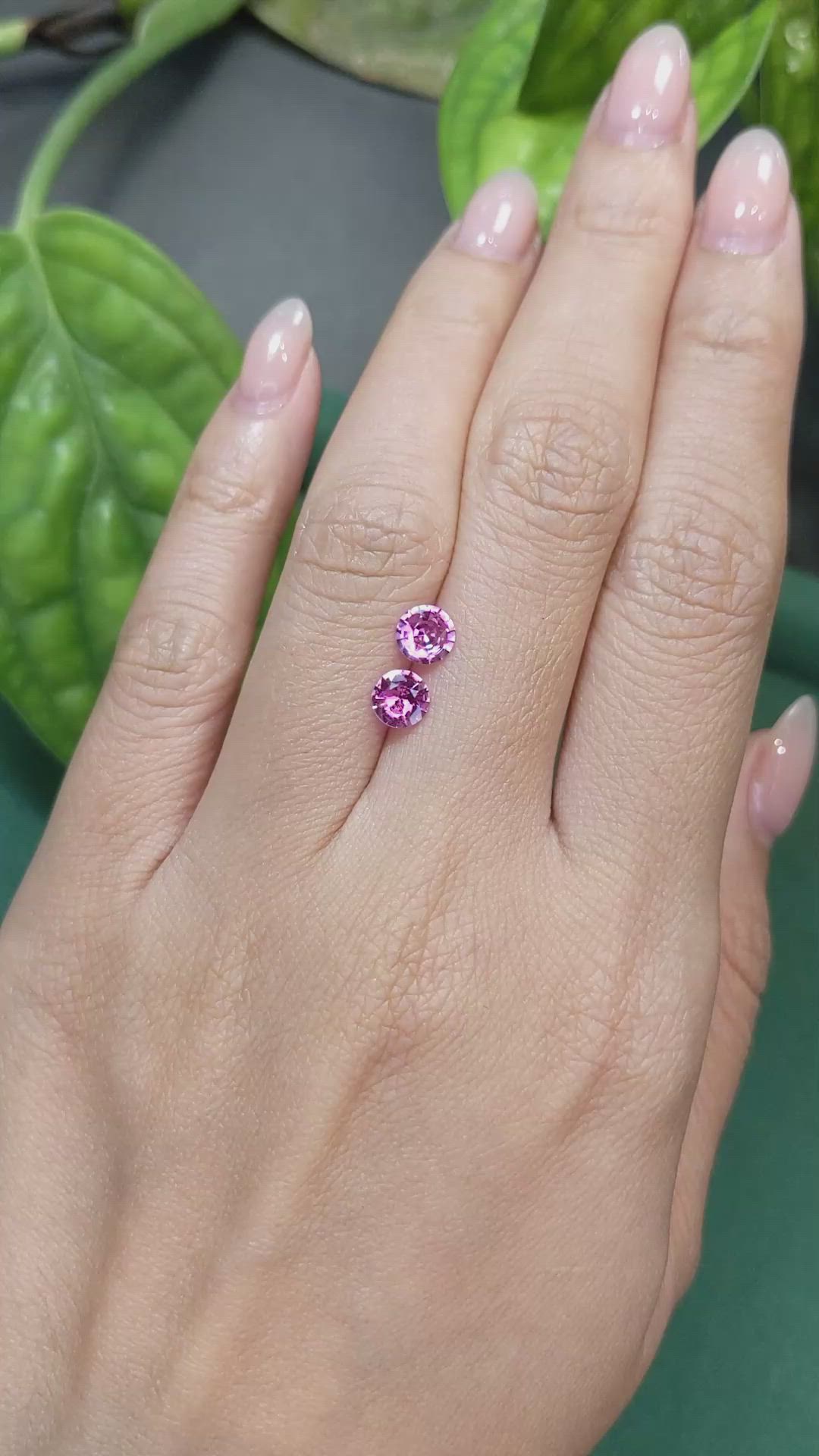 1.19 Ct.Tw.Total Carat Weight Purplish Pink Sapphire Pair from Ceylon (Sri Lanka) Size Video