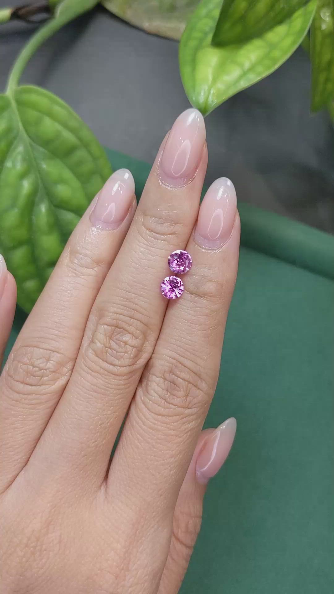 1.19 Ct.Tw.Total Carat Weight Purplish Pink Sapphire Pair from Ceylon (Sri Lanka) Size Video