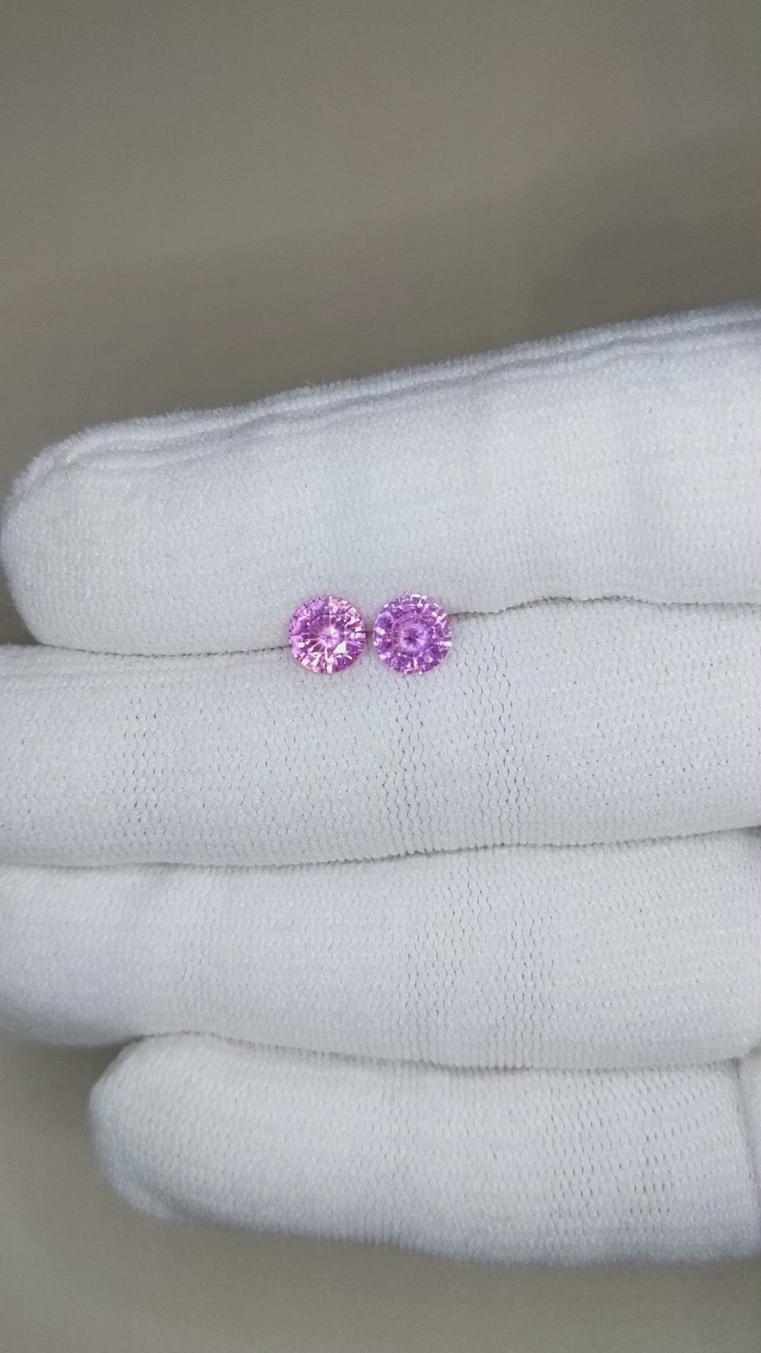 1.44 Ct.Tw.Total Carat Weight Purplish Pink Sapphire Pair from Ceylon (Sri Lanka) Size Video