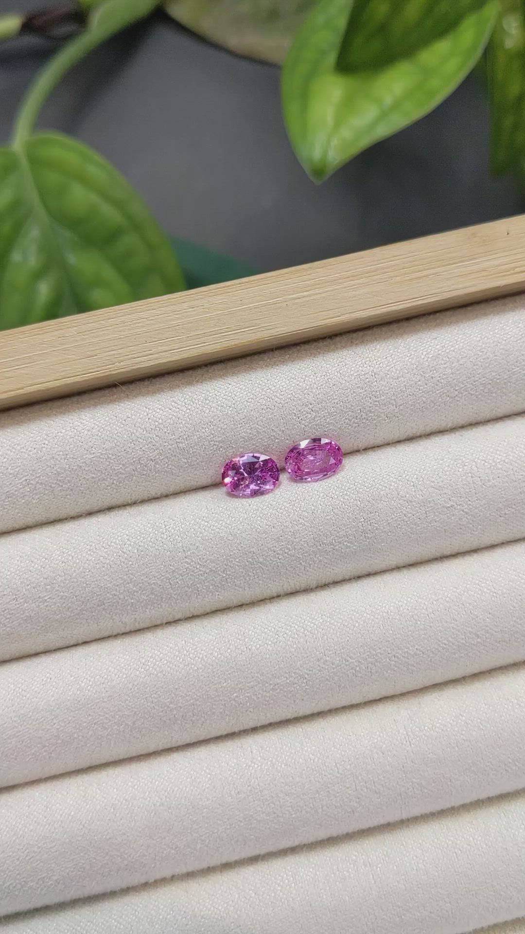 1.85 Ct.Tw.Total Carat Weight Pink Sapphire Pair from Ceylon (Sri Lanka) Size Video