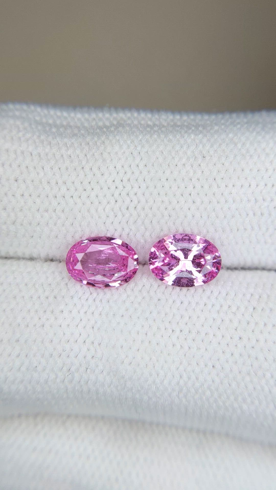 1.85 Ct.Tw.Total Carat Weight Pink Sapphire Pair from Ceylon (Sri Lanka) Size Video