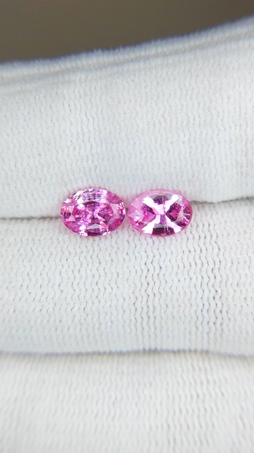 1.80 Ct.Tw.Total Carat Weight Pink Sapphire Pair from Ceylon (Sri Lanka) Size Video