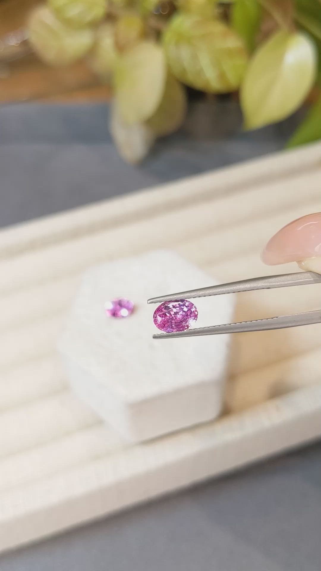 1.80 Ct.Tw.Total Carat Weight Pink Sapphire Pair from Ceylon (Sri Lanka) Size Video