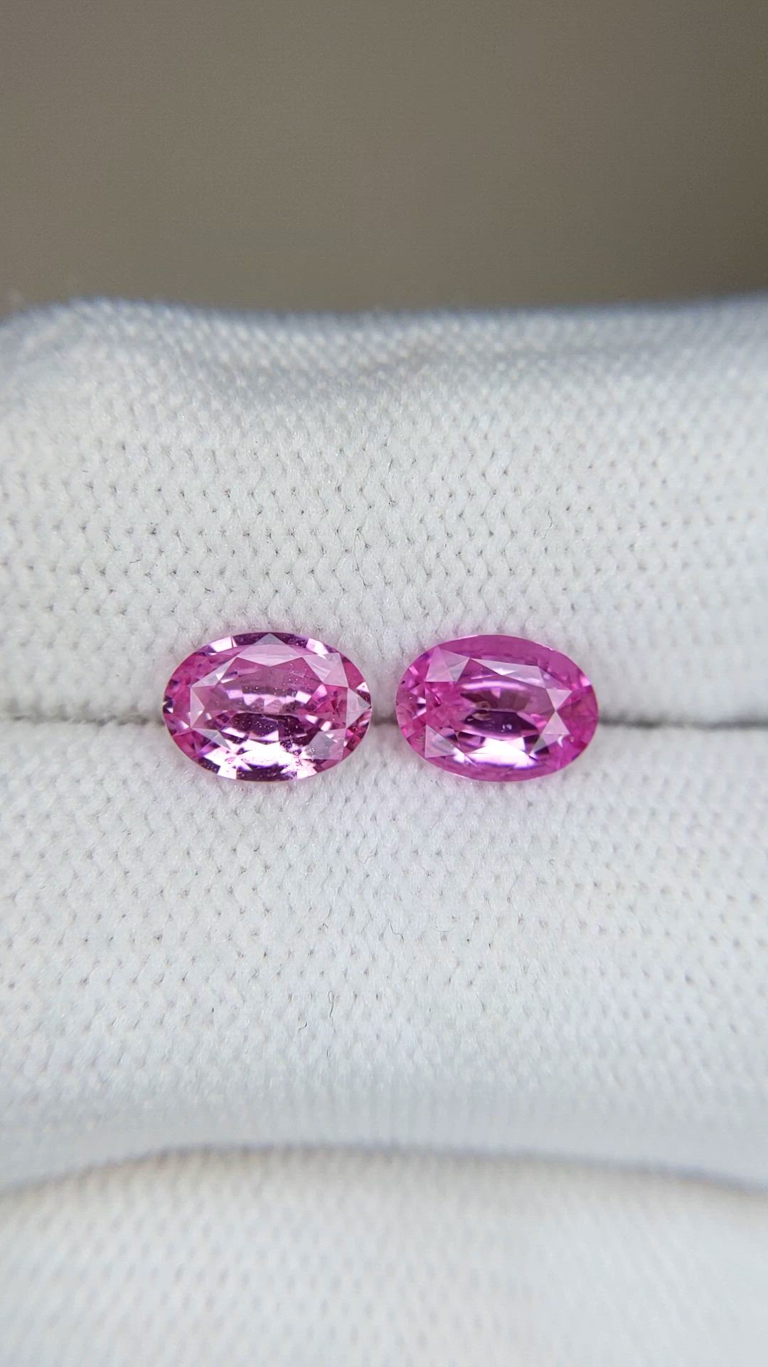 1.78 Ct.Tw.Total Carat Weight Pink Sapphire Pair from Ceylon (Sri Lanka) Size Video