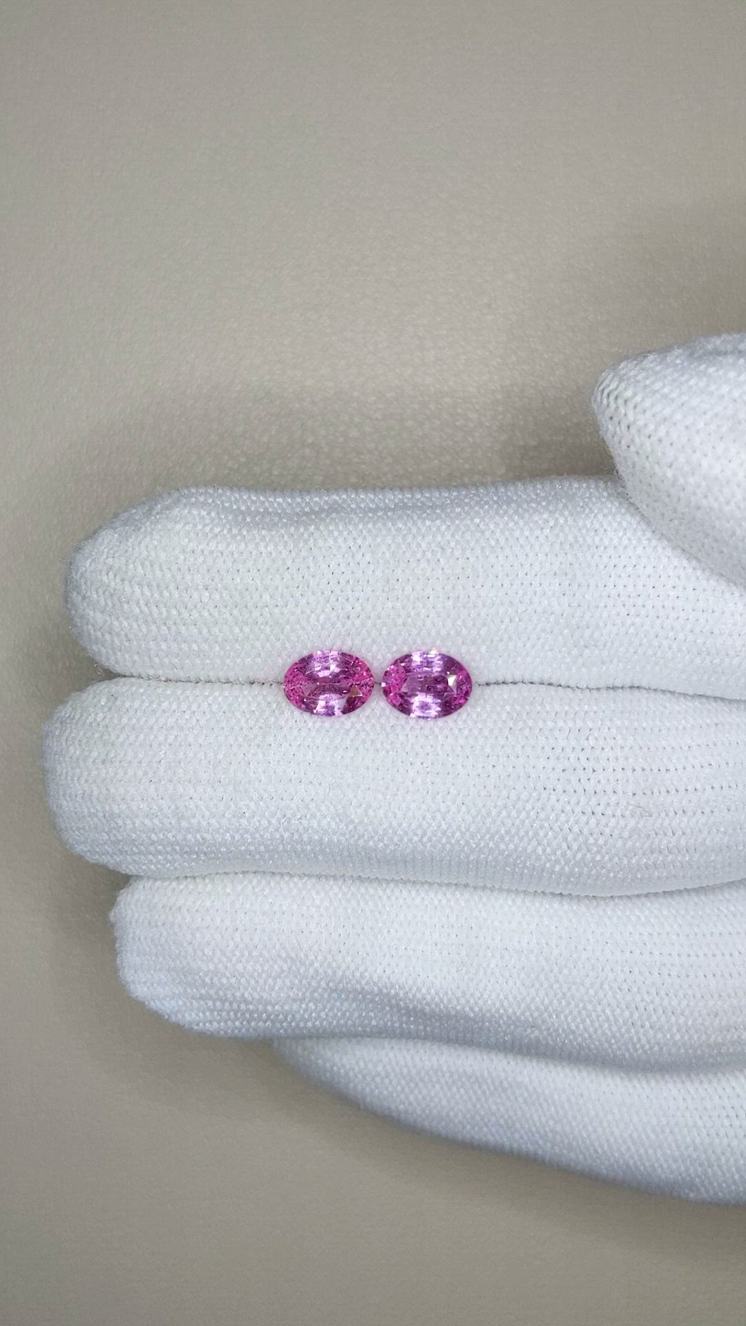 1.71 Ct.Tw.Total Carat Weight Pink Sapphire Pair from Ceylon (Sri Lanka) Size Video