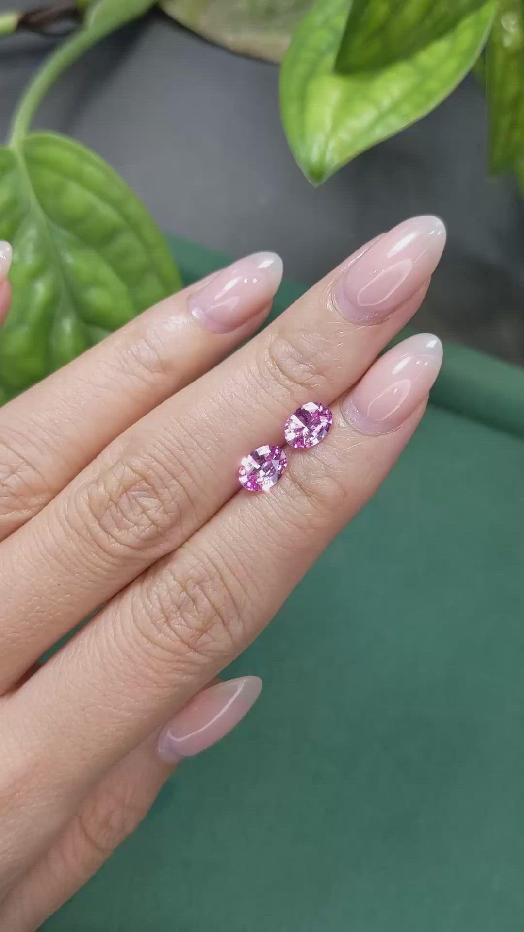 1.75 Ct.Tw.Total Carat Weight Pink Sapphire Pair from Ceylon (Sri Lanka) Size Video