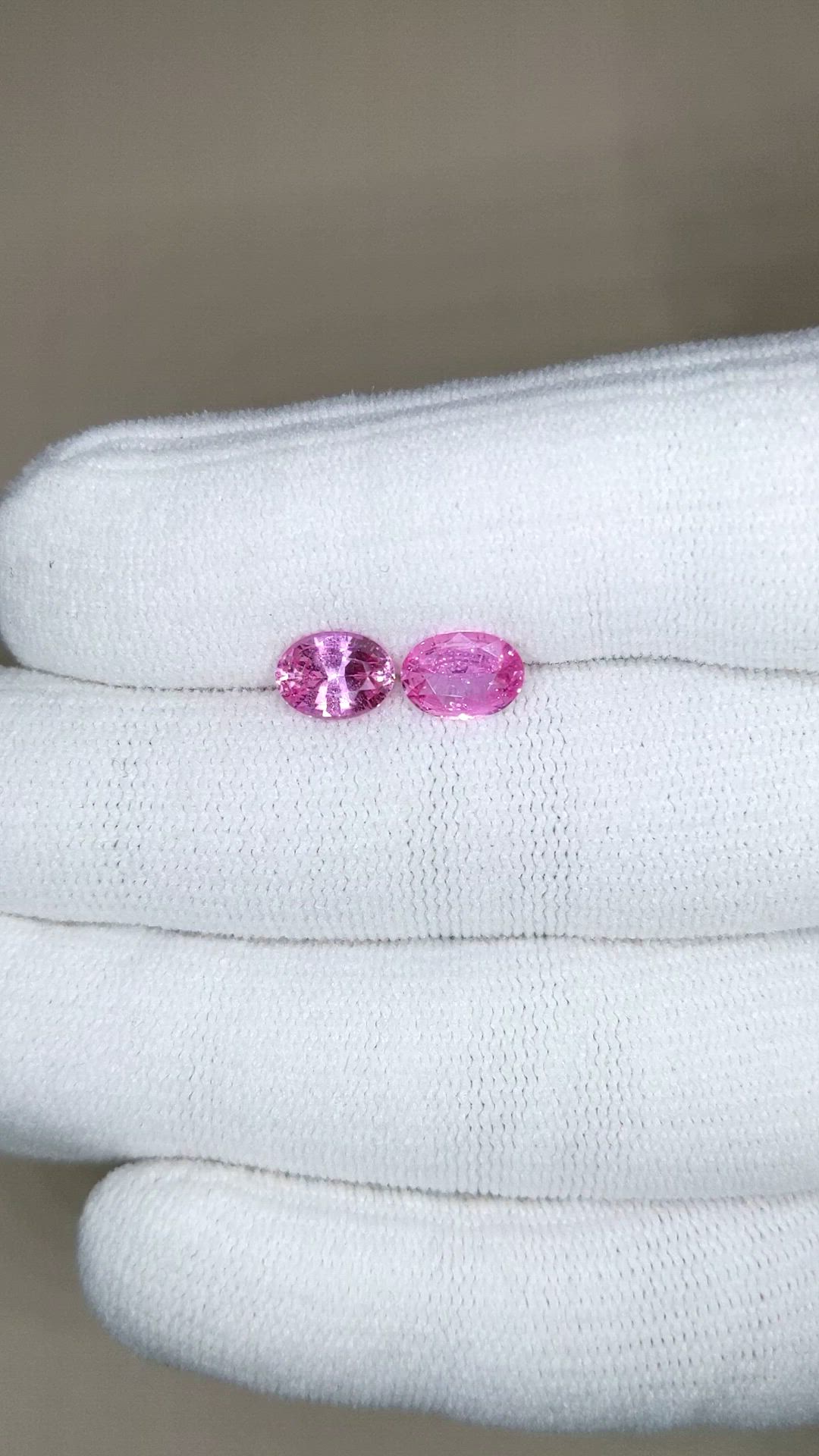 1.99 Ct.Tw.Total Carat Weight Pink Sapphire Pair from Ceylon (Sri Lanka) Size Video