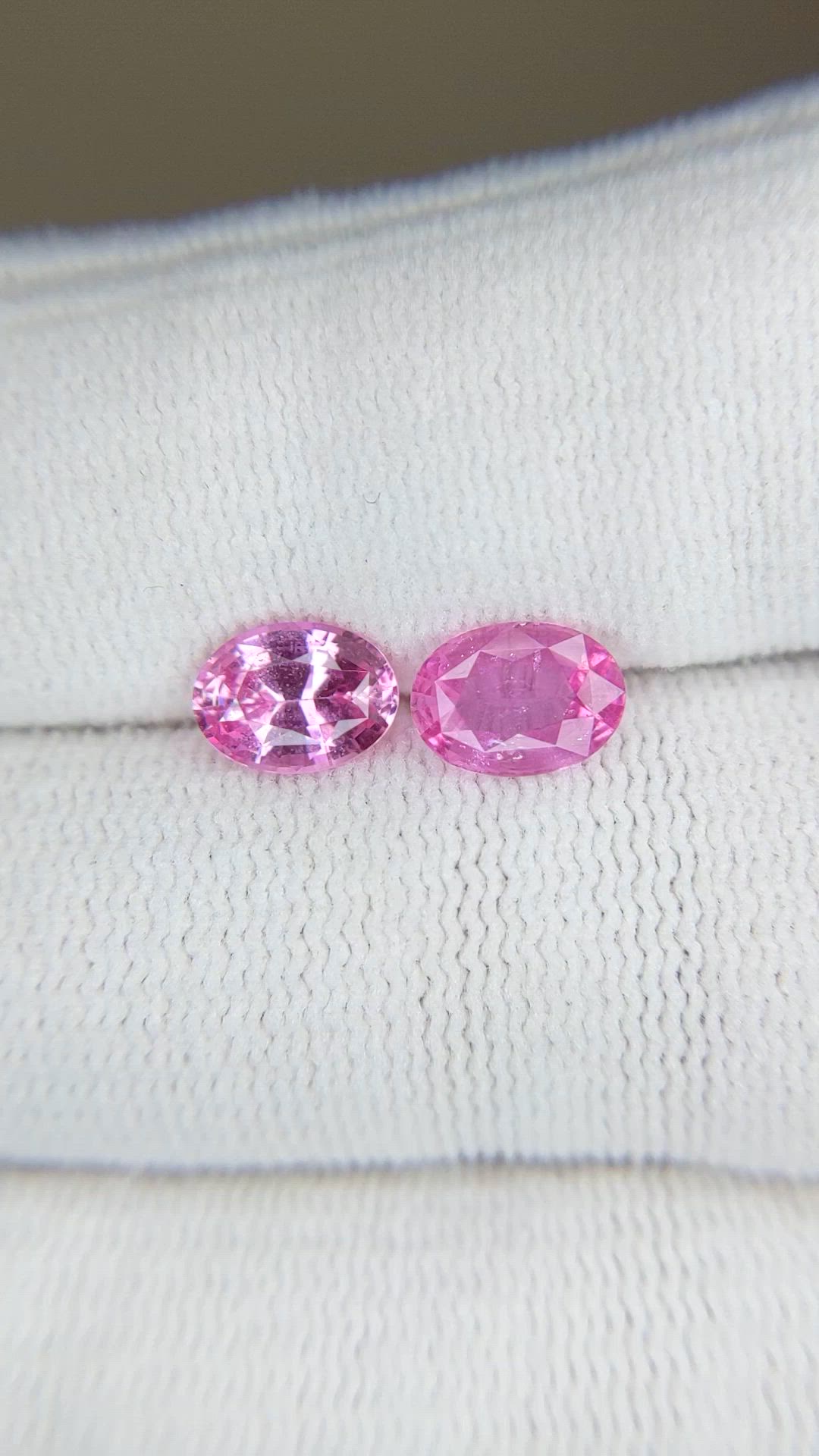1.99 Ct.Tw.Total Carat Weight Pink Sapphire Pair from Ceylon (Sri Lanka) Size Video