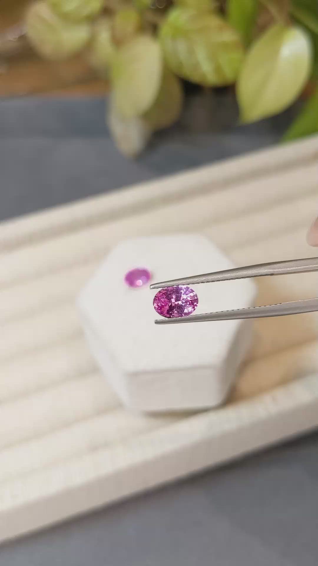 1.99 Ct.Tw.Total Carat Weight Pink Sapphire Pair from Ceylon (Sri Lanka) Size Video