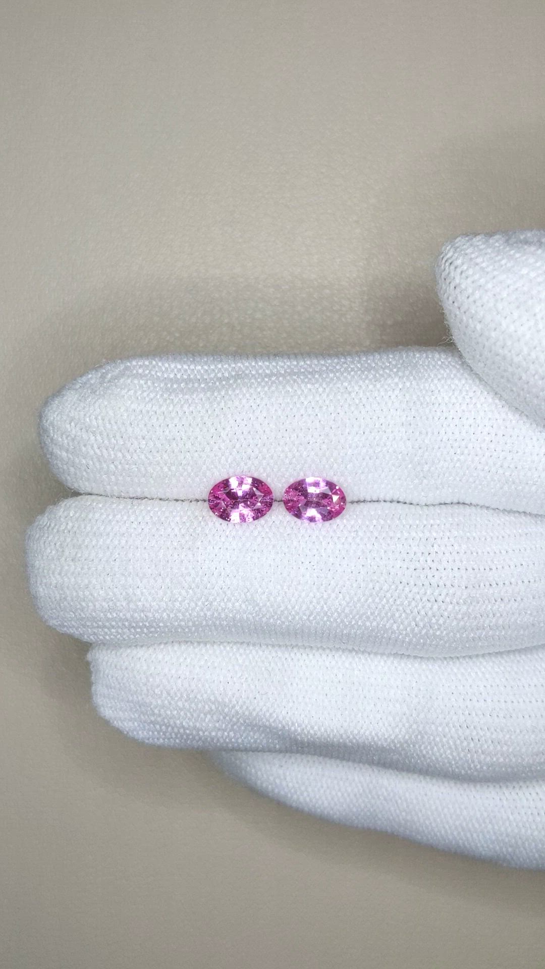 1.38 Ct.Tw.Total Carat Weight Pink Sapphire Pair from Ceylon (Sri Lanka) Size Video
