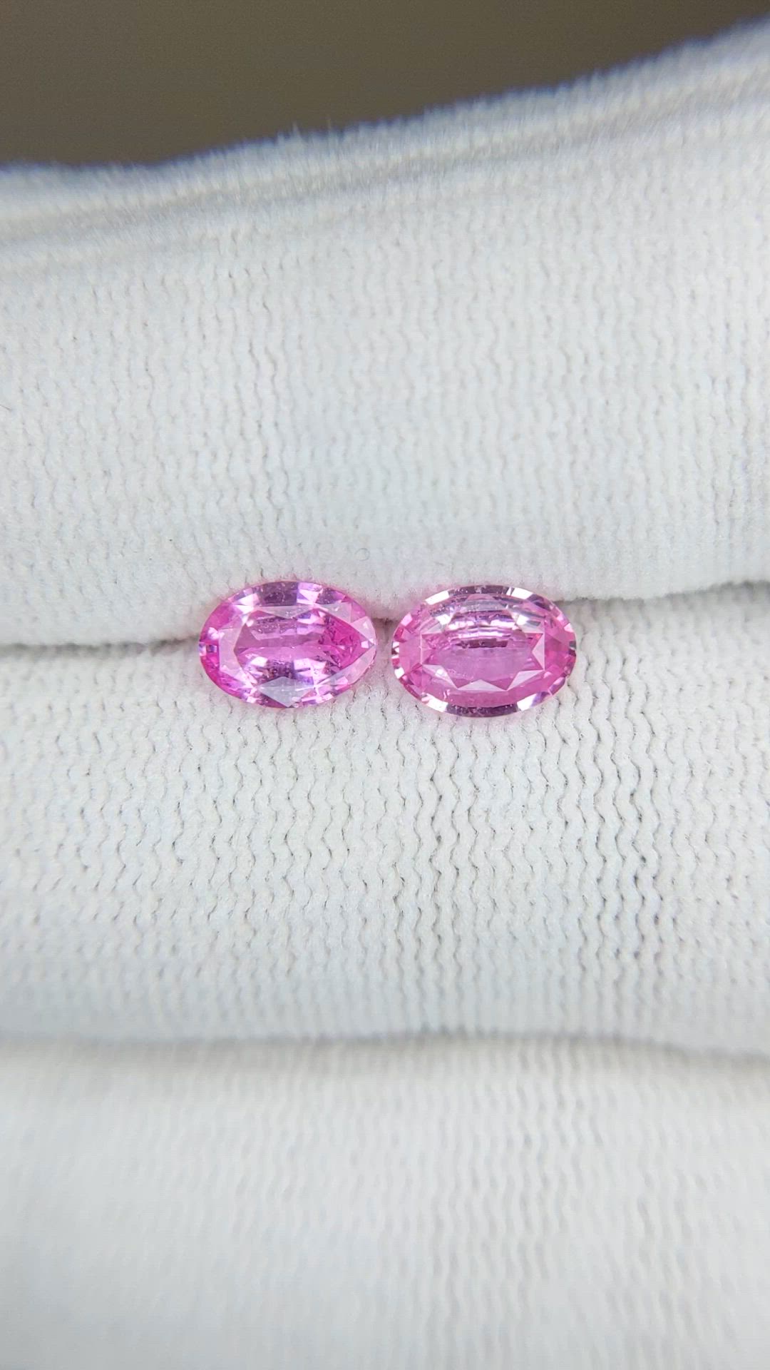 1.34 Ct.Tw.Total Carat Weight Pink Sapphire Pair from Ceylon (Sri Lanka) Size Video