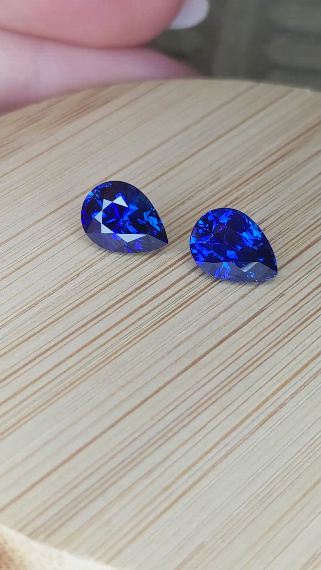 4.64 Ct.Tw.Total Carat Weight Blue Sapphire Pair from Ceylon (Sri Lanka) Size Video
