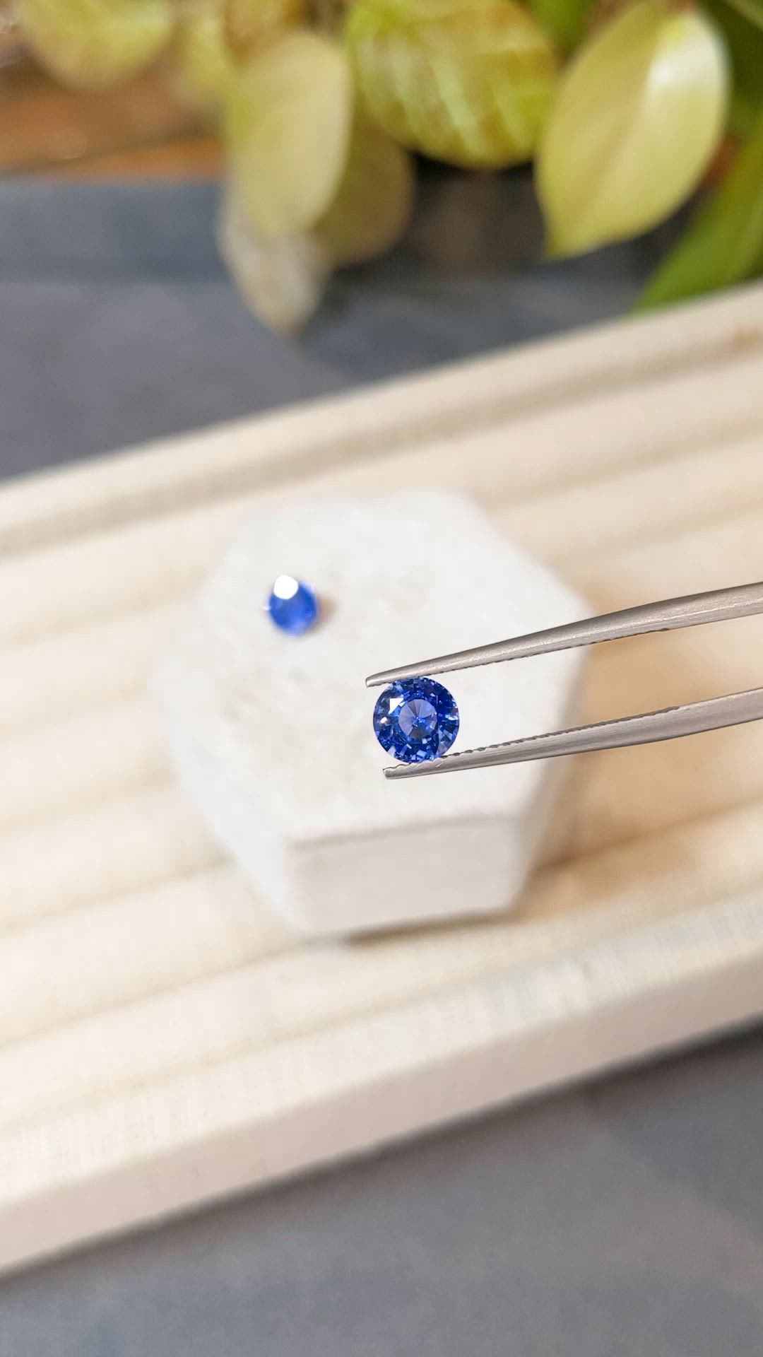 2.10 Ct.Tw.Total Carat Weight Blue Sapphire Pair from Madagascar Size Video