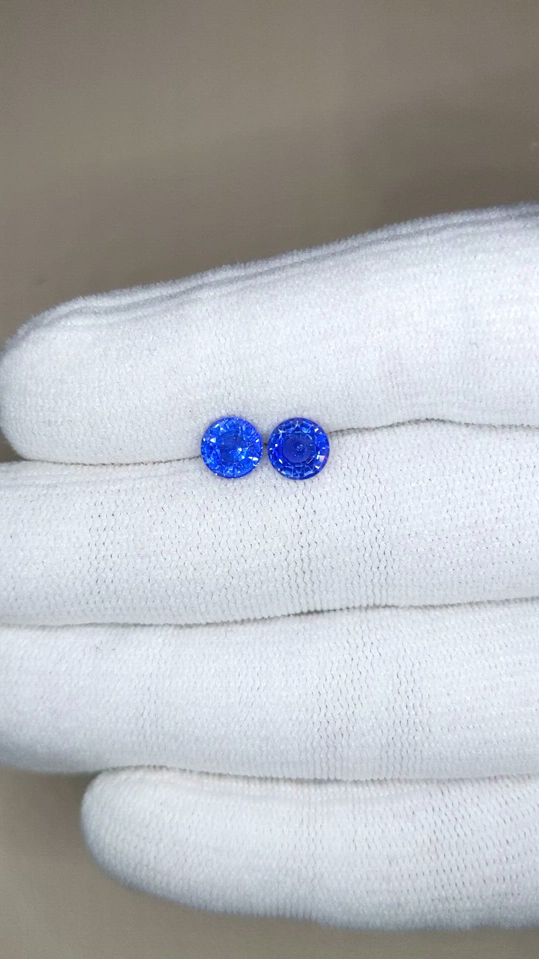 2.10 Ct.Tw.Total Carat Weight Blue Sapphire Pair from Madagascar Size Video