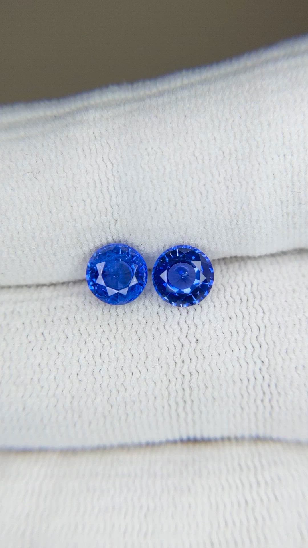 2.10 Ct.Tw.Total Carat Weight Blue Sapphire Pair from Madagascar Size Video