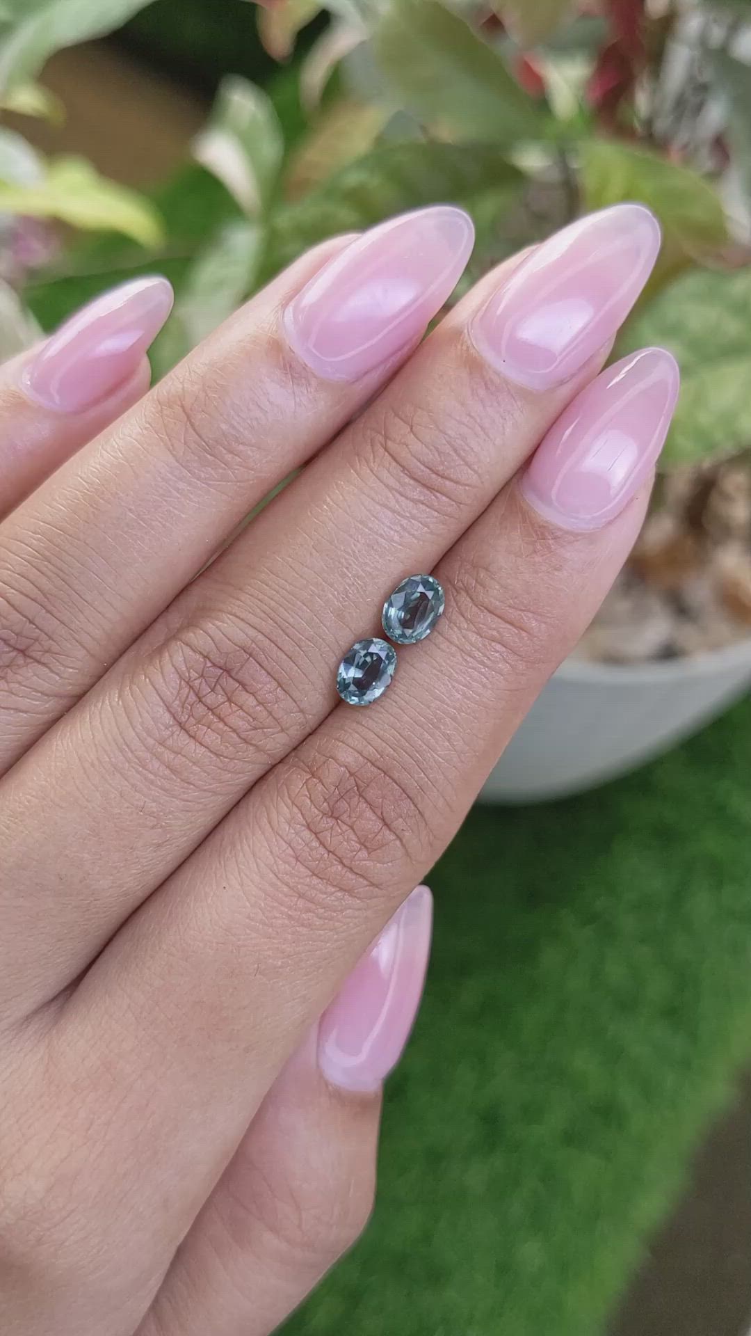 1.50&nbsp;Ct.Tw.Total Carat Weight Bluish Green Sapphire Pair from Ceylon (Sri Lanka) Size Video
