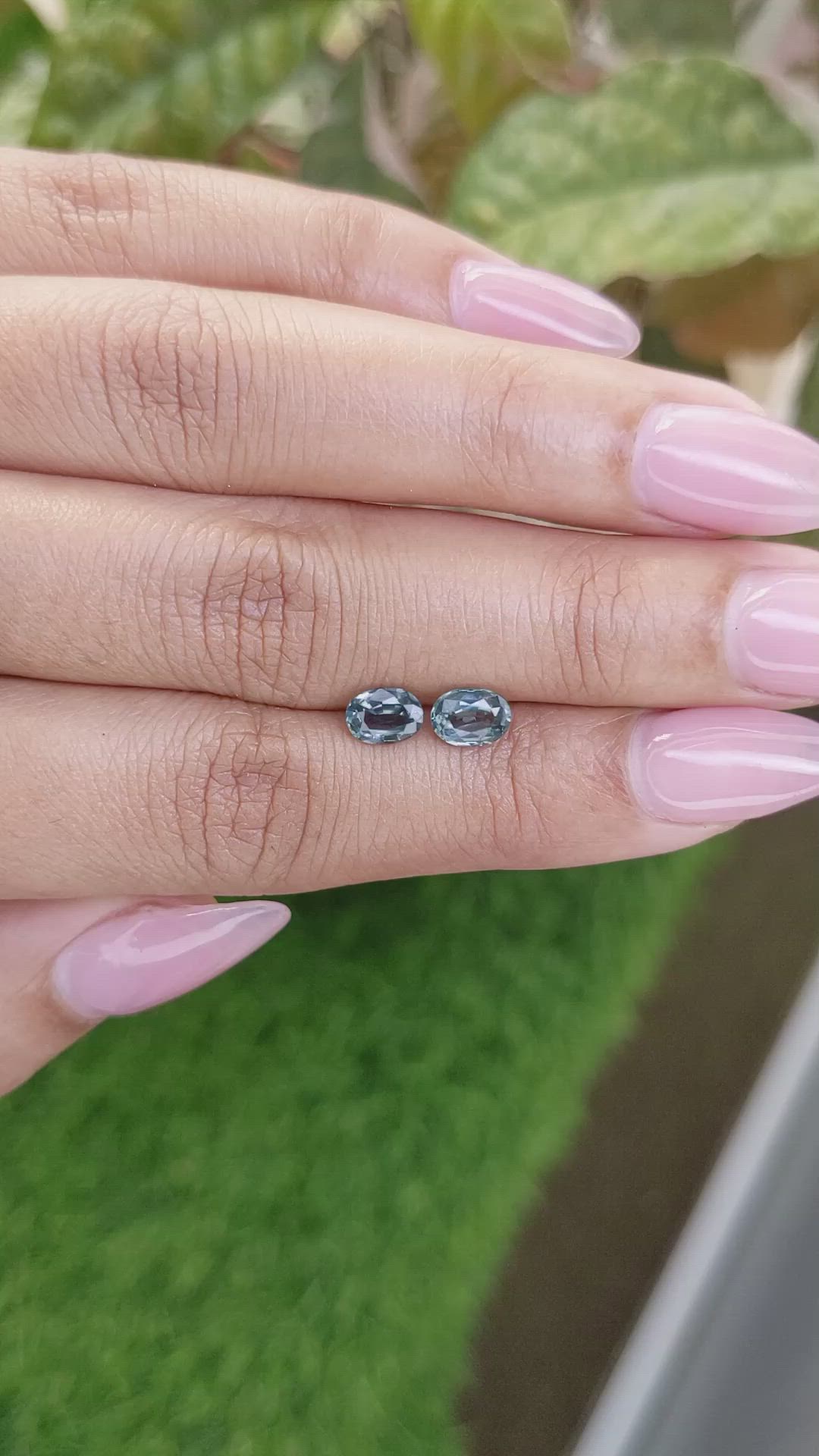 1.50&nbsp;Ct.Tw.Total Carat Weight Bluish Green Sapphire Pair from Ceylon (Sri Lanka) Size Video