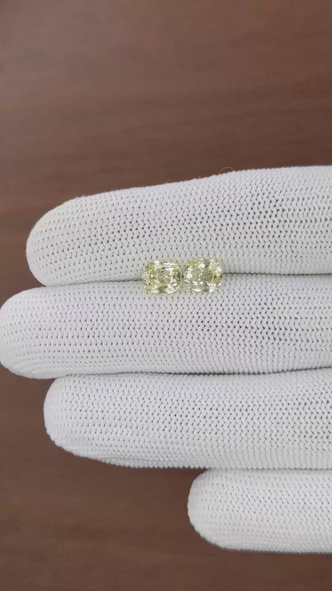 2.50 Ct.Tw.Total Carat Weight Yellow Sapphire Pair from Ceylon (Sri Lanka) Size Video