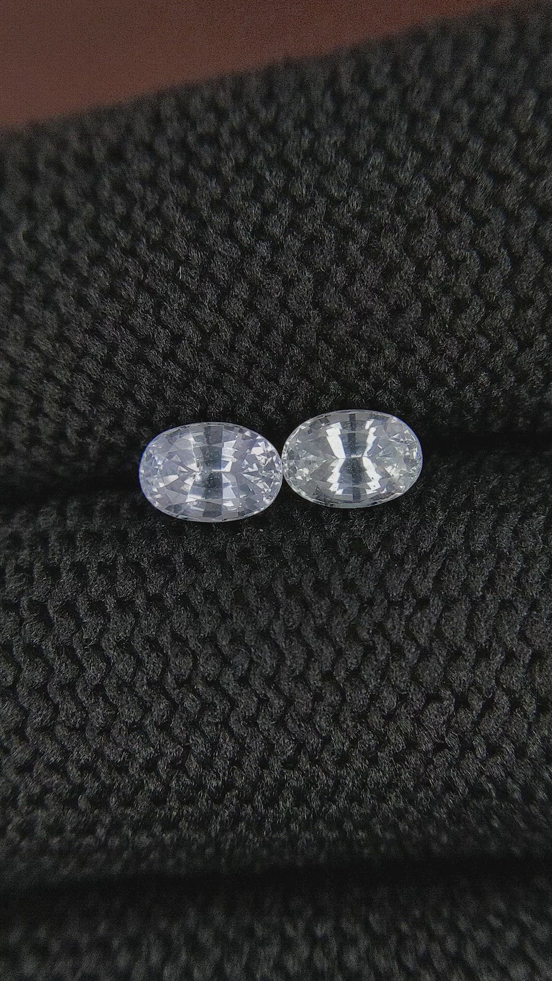 1.47 Ct.Tw.Total Carat Weight White Sapphire Pair from Ceylon (Sri Lanka) Size Video