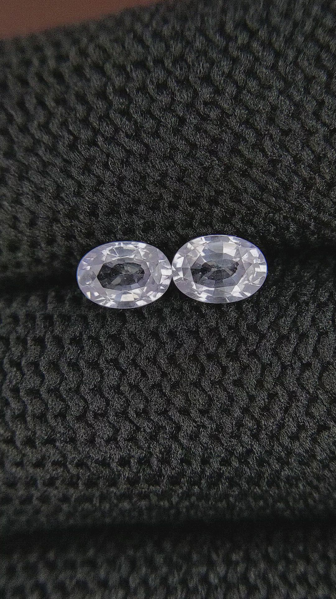 1.14 Ct.Tw.Total Carat Weight White Sapphire Pair from Ceylon (Sri Lanka) Size Video