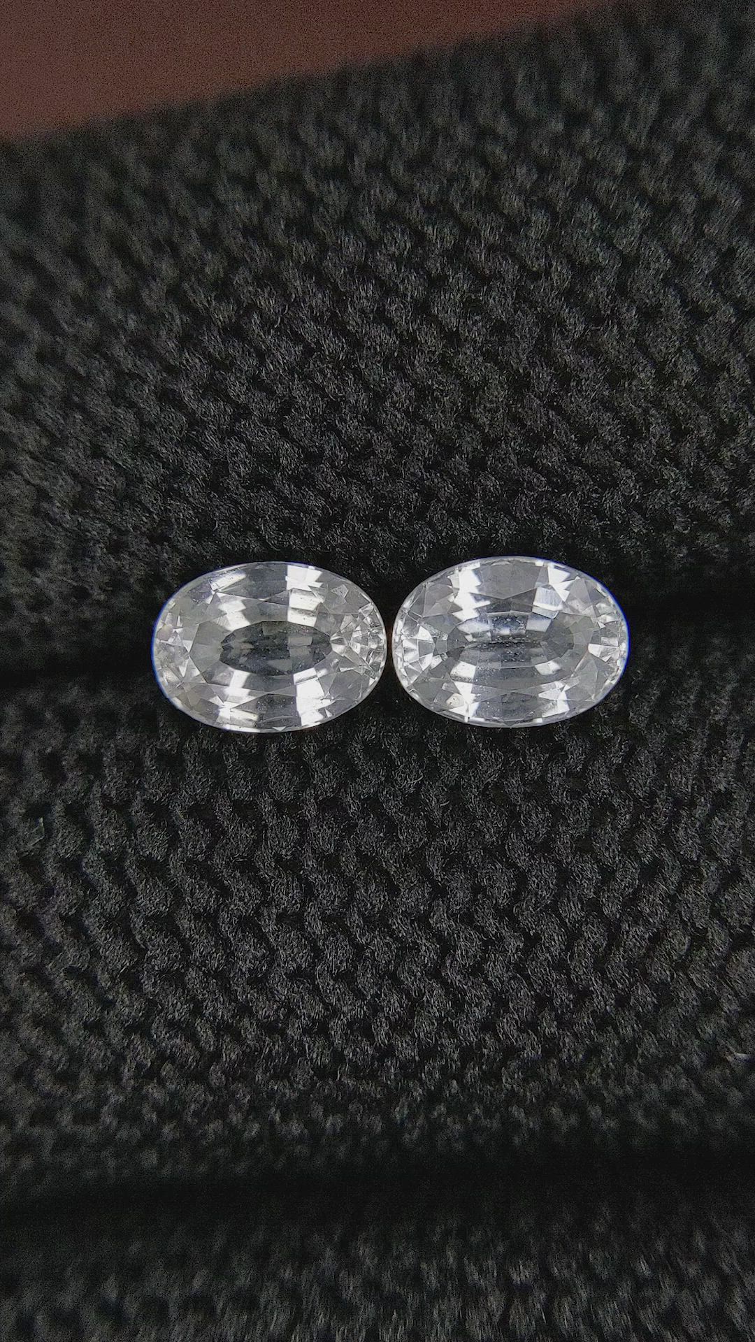 2.12 Ct.Tw.Total Carat Weight White Sapphire Pair from Ceylon (Sri Lanka) Size Video