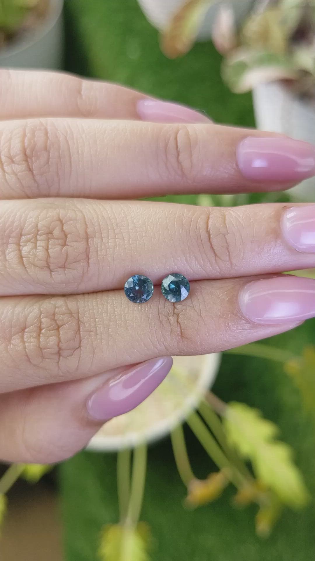 1.30 Ct.Tw.Total Carat Weight Greenish Blue Sapphire Pair from Ceylon (Sri Lanka) Size Video