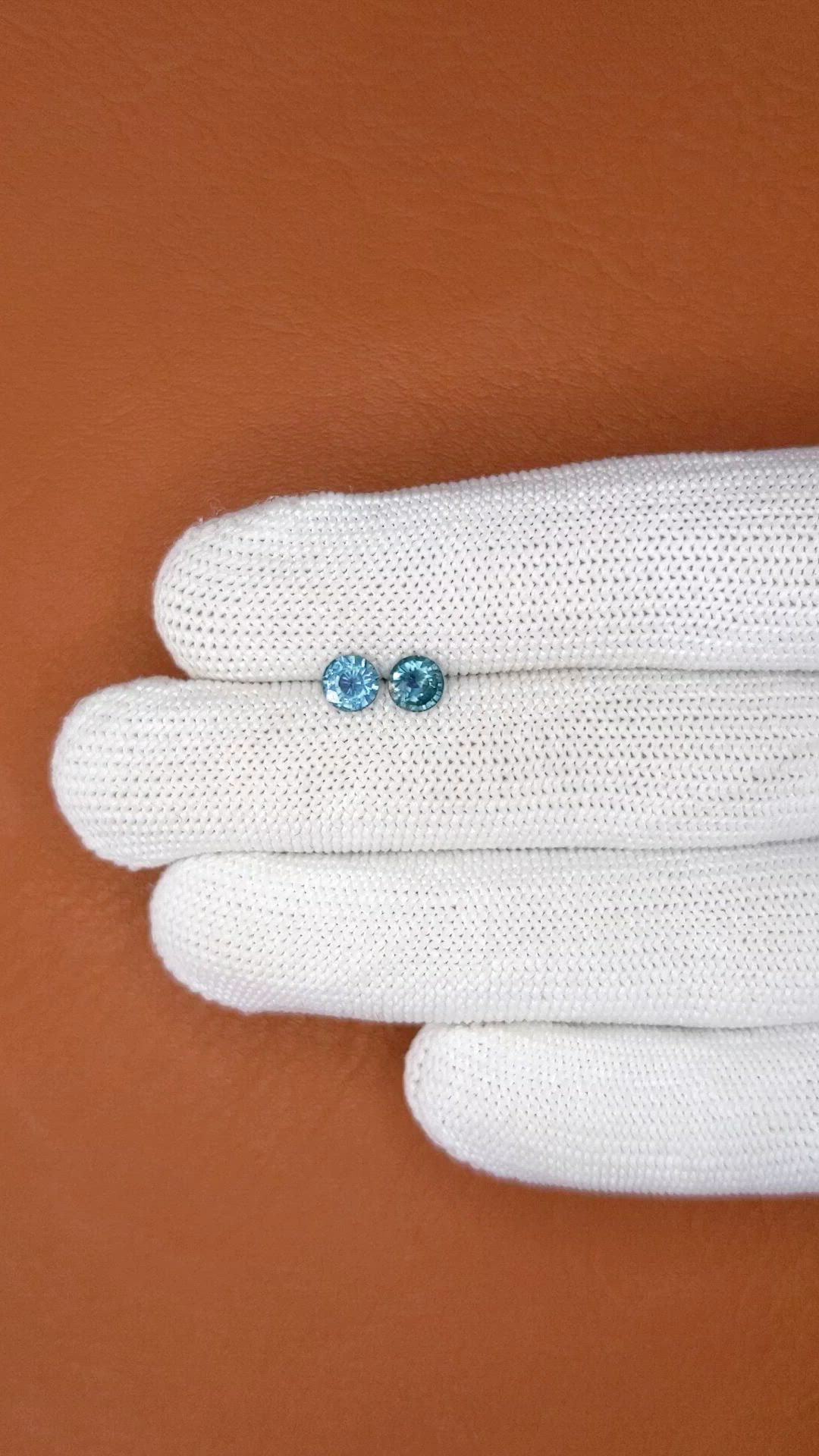 1.30 Ct.Tw.Total Carat Weight Greenish Blue Sapphire Pair from Ceylon (Sri Lanka) Size Video