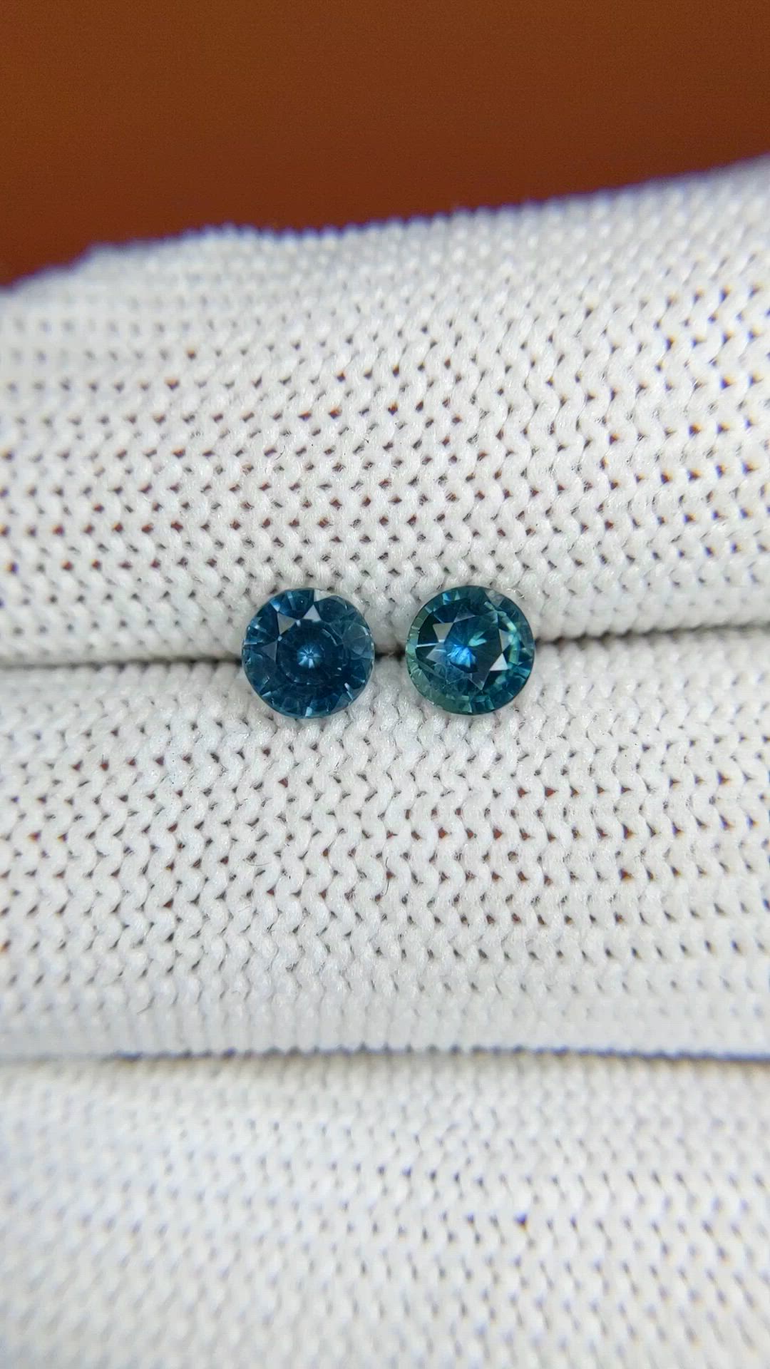 1.30 Ct.Tw.Total Carat Weight Greenish Blue Sapphire Pair from Ceylon (Sri Lanka) Size Video