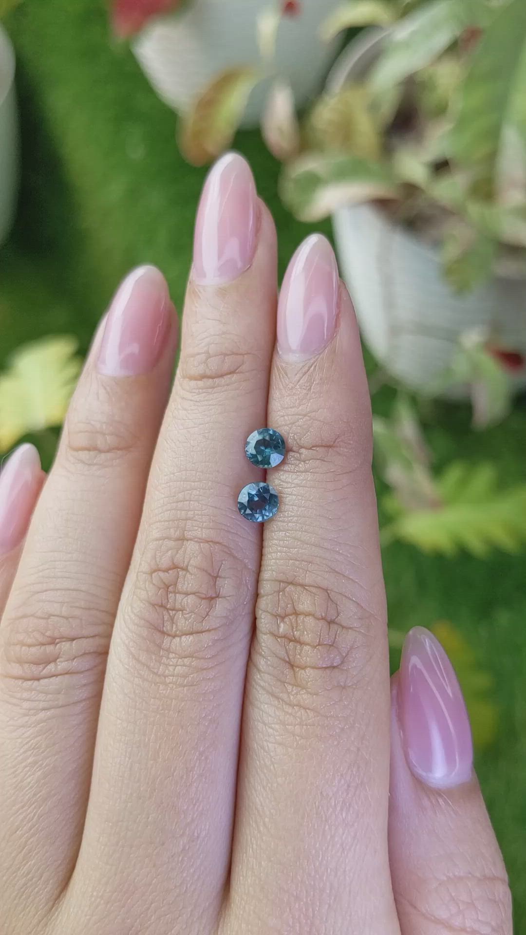 1.30 Ct.Tw.Total Carat Weight Greenish Blue Sapphire Pair from Ceylon (Sri Lanka) Size Video