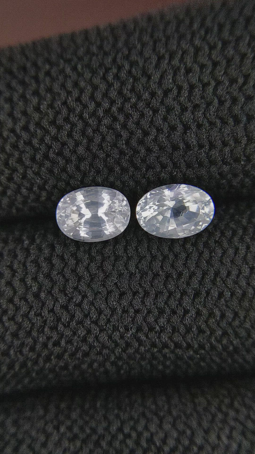 2.41 Ct.Tw.Total Carat Weight White Sapphire Pair from Ceylon (Sri Lanka) Size Video