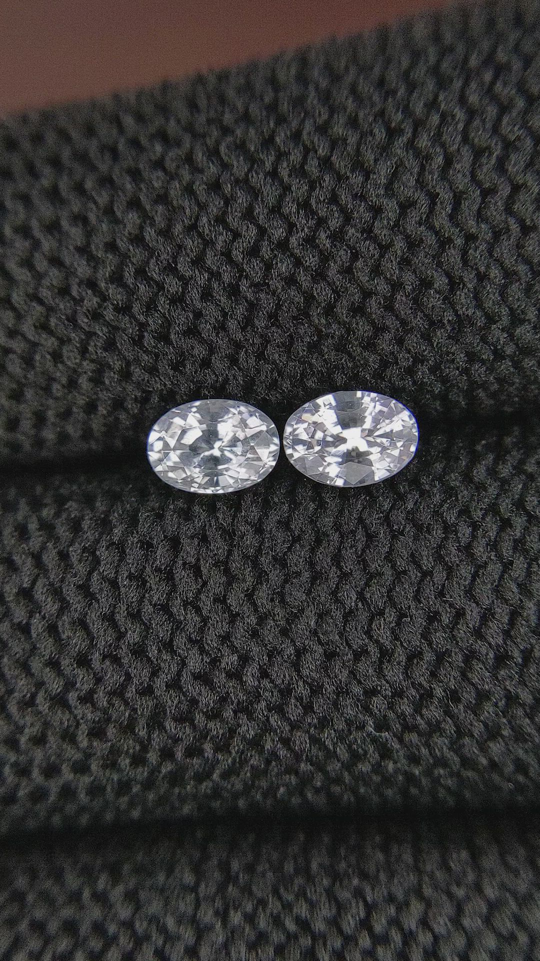 1.35 Ct.Tw.Total Carat Weight White Sapphire Pair from Ceylon (Sri Lanka) Size Video