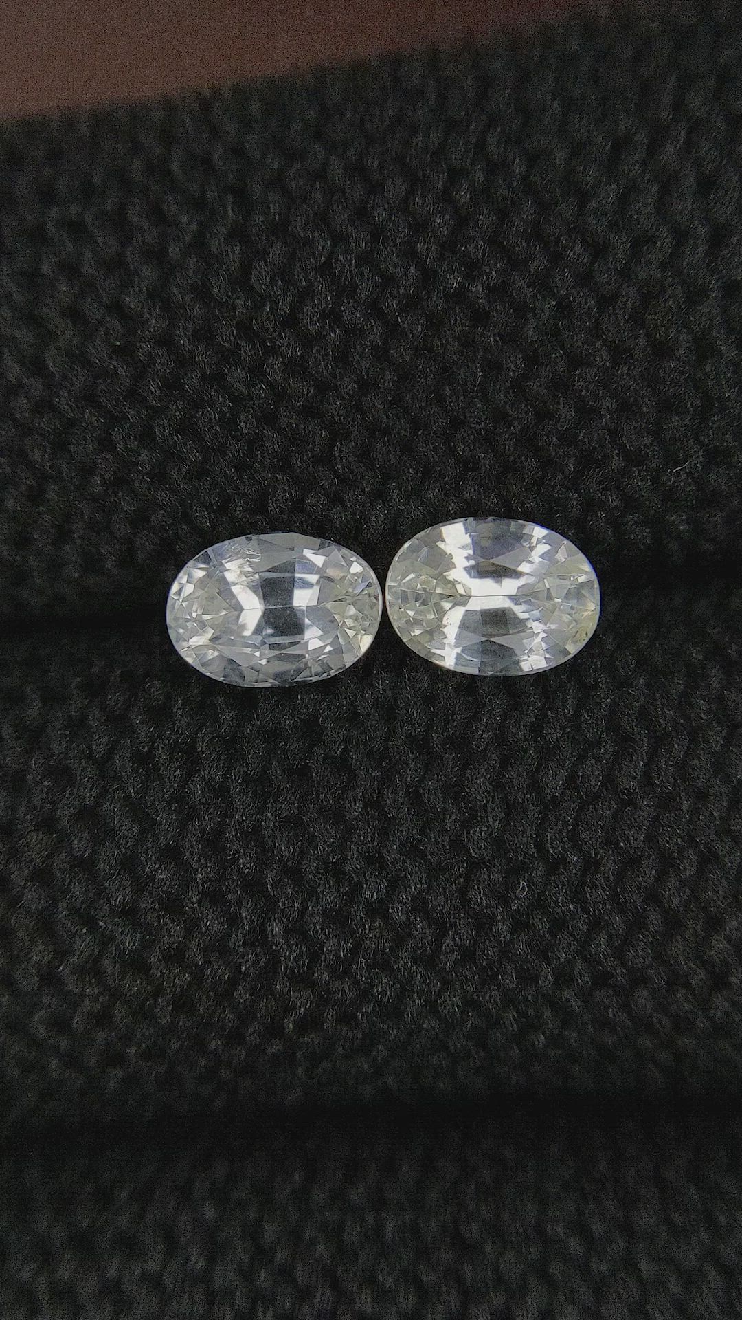 2.28 Ct.Tw.Total Carat Weight White Sapphire Pair from Ceylon (Sri Lanka) Size Video