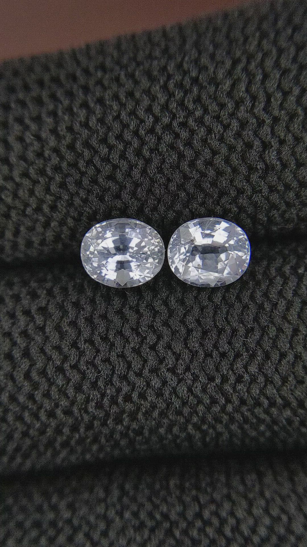2.34 Ct.Tw.Total Carat Weight White Sapphire Pair from Ceylon (Sri Lanka) Size Video