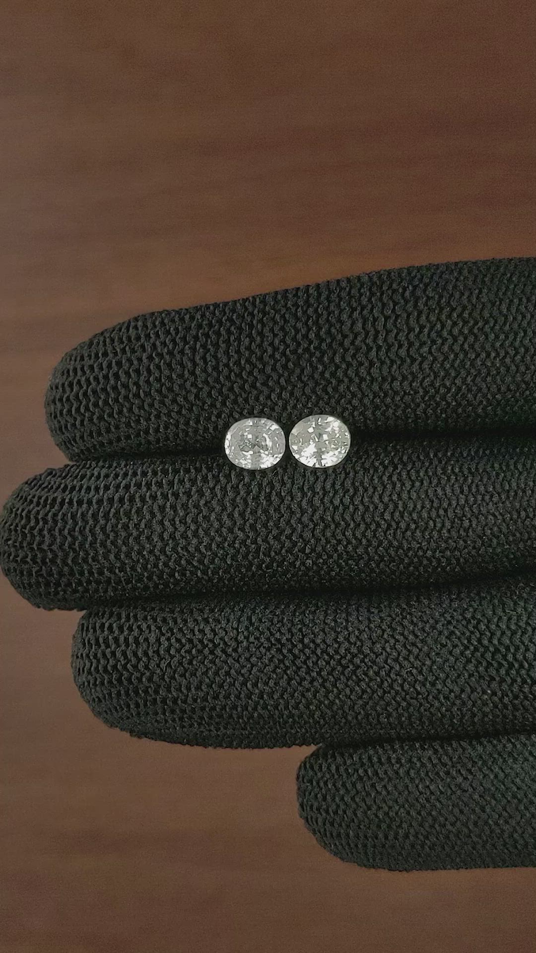2.59 Ct.Tw.Total Carat Weight White Sapphire Pair from Ceylon (Sri Lanka) Size Video