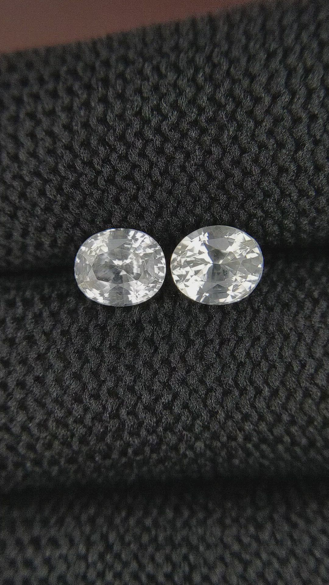 2.59 Ct.Tw.Total Carat Weight White Sapphire Pair from Ceylon (Sri Lanka) Size Video