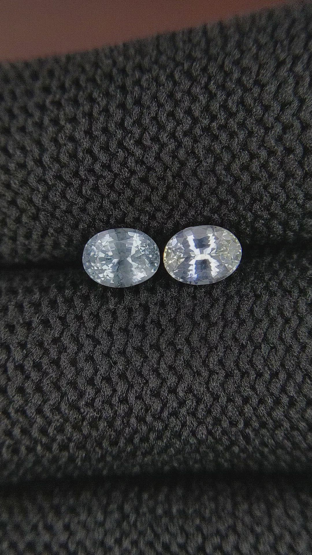 1.69 Ct.Tw.Total Carat Weight White Sapphire Pair from Ceylon (Sri Lanka) Size Video