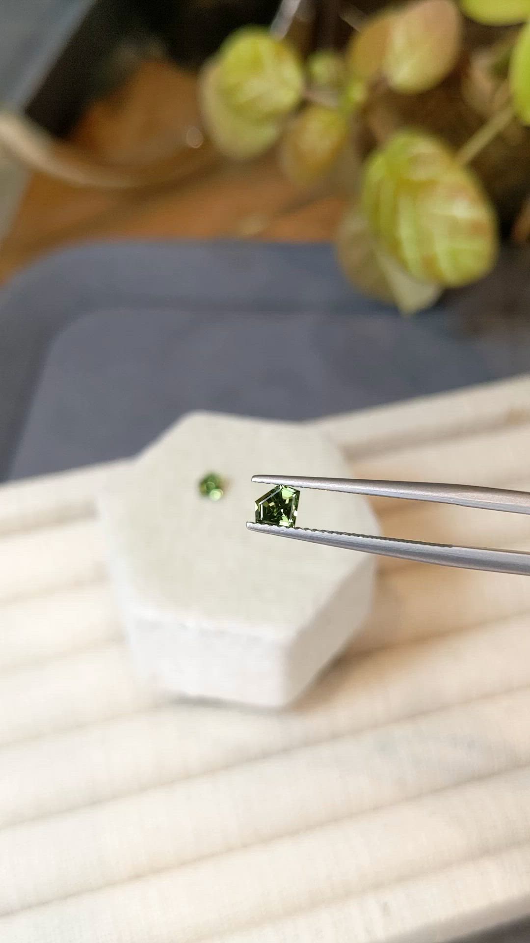 0.81 Ct.Tw.Total Carat Weight Green Sapphire Pair from Ceylon (Sri Lanka) Size Video