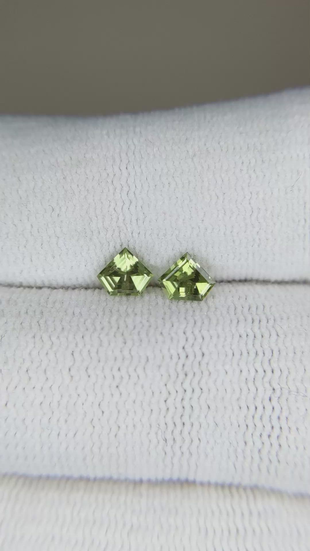 0.81 Ct.Tw.Total Carat Weight Green Sapphire Pair from Ceylon (Sri Lanka) Size Video