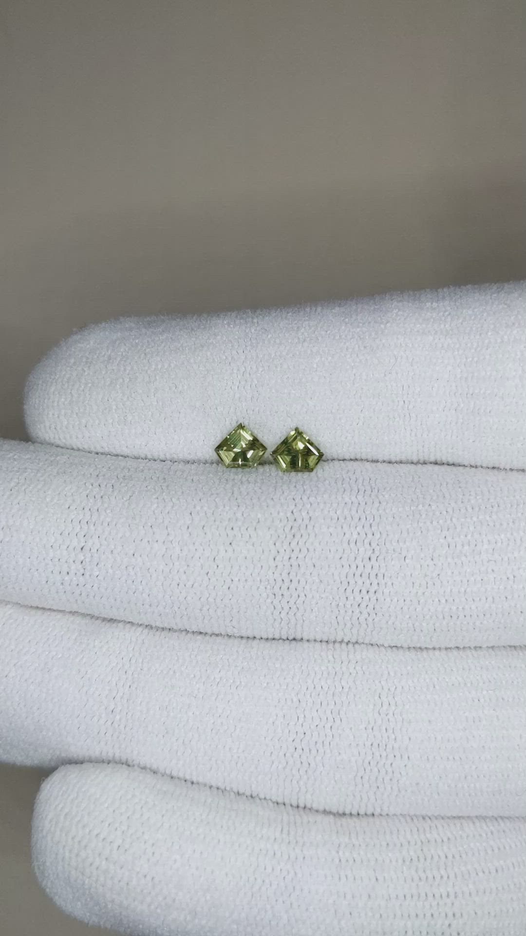 0.81 Ct.Tw.Total Carat Weight Green Sapphire Pair from Ceylon (Sri Lanka) Size Video