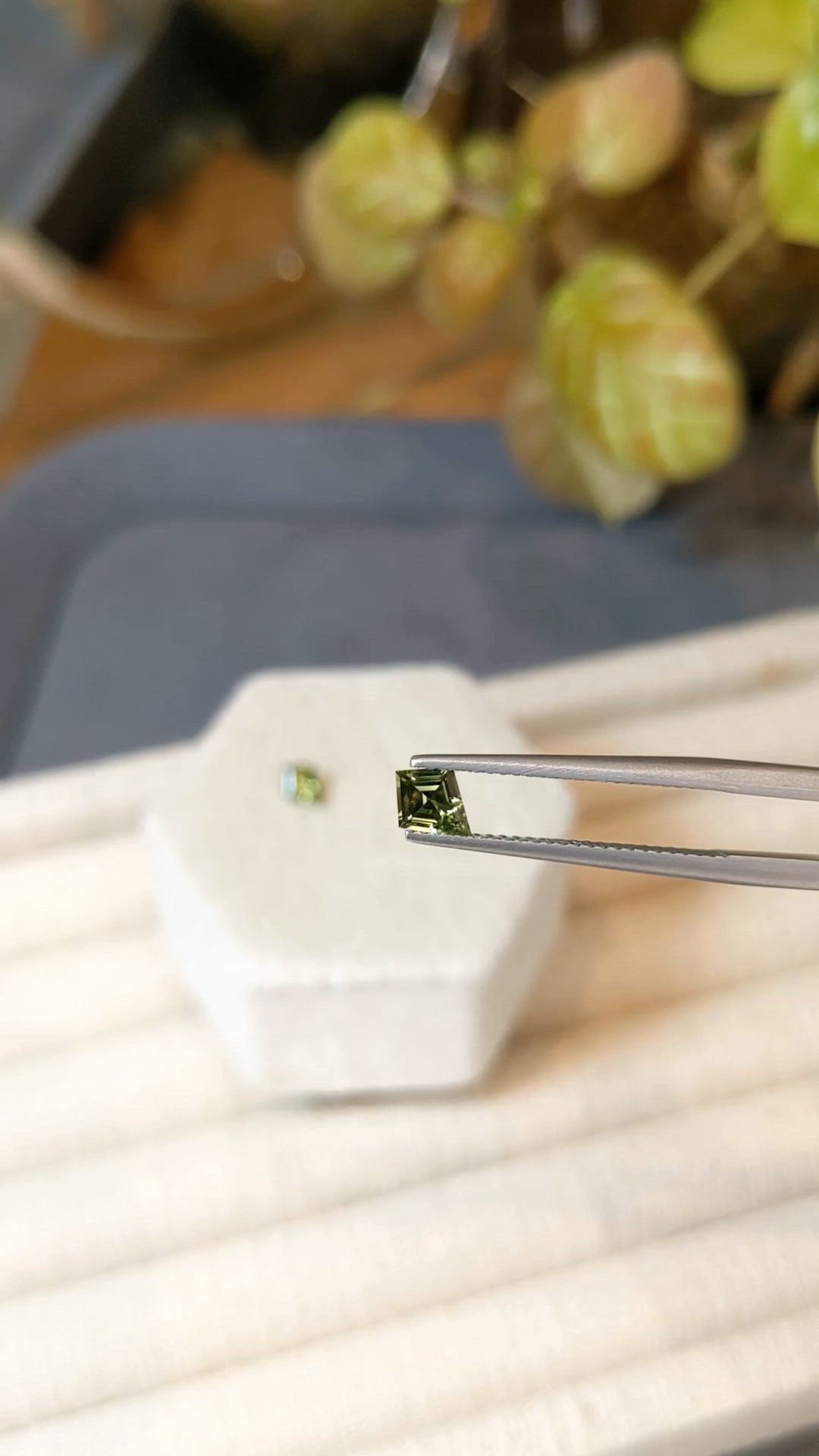 0.80 Ct.Tw.Total Carat Weight Green Sapphire Pair from Ceylon (Sri Lanka) Size Video